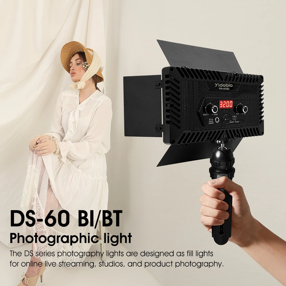 Портативный видеосвет DS60BI, 60 Вт, диммируемый, для фотостудии, селфи и прямых трансляций
Портативный видеосвет DS60BI, 60 Вт, диммируемый, для фотостудии, селфи и прямых трансляций