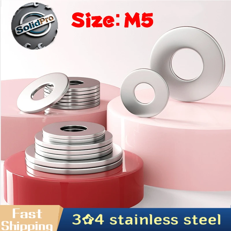 M5 304 Stainless Steel Thick Flat Washers - Heavy Duty Spacers for Auto/Machinery/Electronics Corrosion Resistant Hardware
M5 304 Stainless Steel Thick Flat Washers - Heavy Duty Spacers for Auto/Machinery/Electronics Corrosion Resistant Hardware