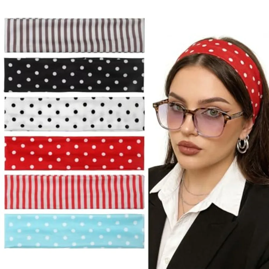 Headbands for Women 6 Pack Wide Elastic Head Bands Polka Dot Non Slip Hairbands Soft Cotton Fabric Sports Hair Bands Cute Sport
Headbands for Women 6 Pack Wide Elastic Head Bands Polka Dot Non Slip Hairbands Soft Cotton Fabric Sports Hair Bands Cute Sport