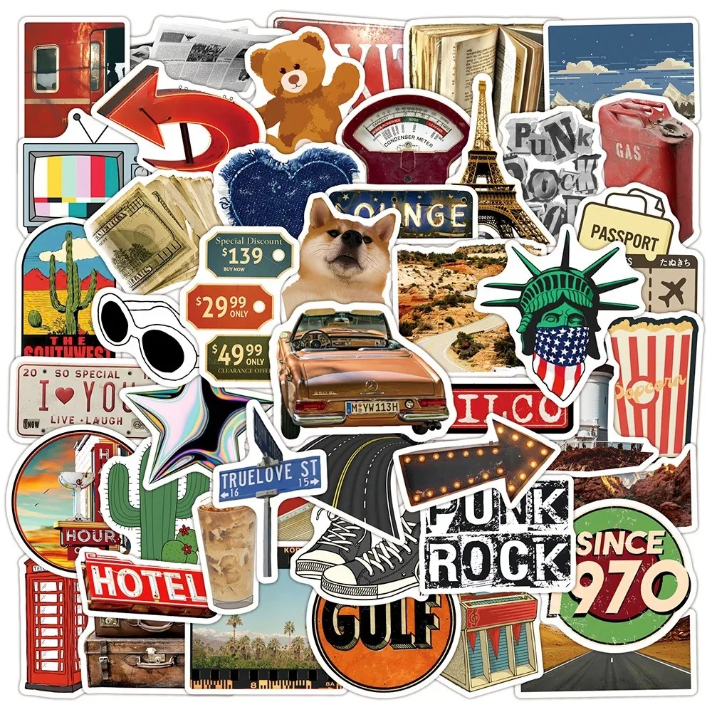 50 Pcs American Retro Stickers - Road Trip & Wilderness Vibe, Waterproof Graffiti for Hand Accounts & Decor(Anime Worlds Store)
50 Pcs American Retro Stickers - Road Trip & Wilderness Vibe, Waterproof Graffiti for Hand Accounts & Decor(Anime Worlds Store)