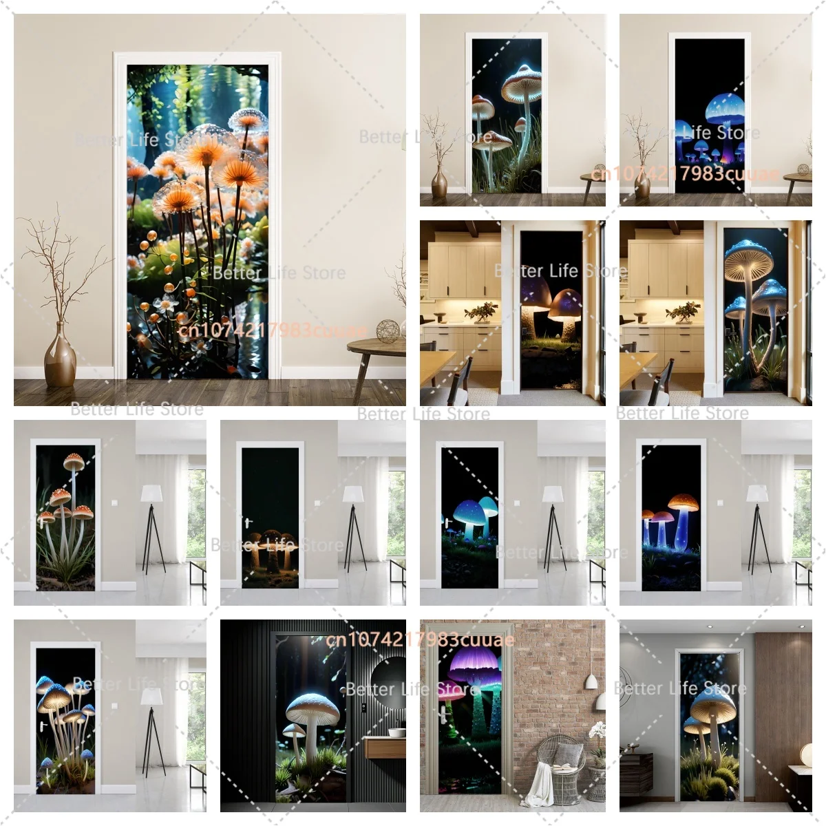 3D Mushroom Door Sticker in The Dark Vinyl PVC Waterproof Self-adhesive Wallpaper Natural Bathroom Glass Door Bedroom Sticker
3D Mushroom Door Sticker in The Dark Vinyl PVC Waterproof Self-adhesive Wallpaper Natural Bathroom Glass Door Bedroom Sticker