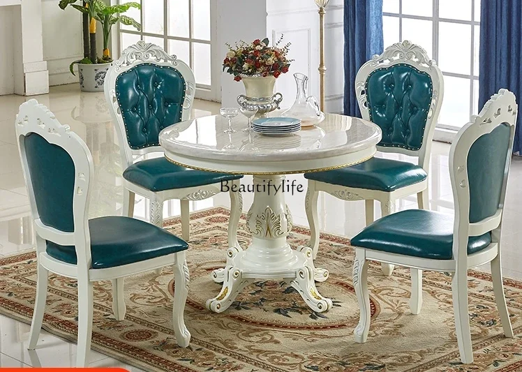 FG40High-End European-Style Dining Table and Chair Modern Marble Small Apartment Round Table Solid Wood
FG40High-End European-Style Dining Table and Chair Modern Marble Small Apartment Round Table Solid Wood