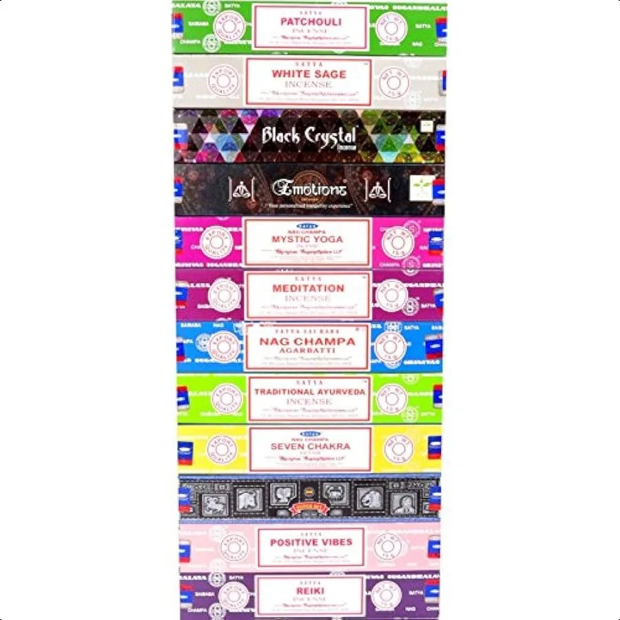 Incense Sticks Patchouli White Sage Black Crystal Emotions Mystic Yoga Traditional Ayurveda Seven Chakra Superhit Positive Vibe
Incense Sticks Patchouli White Sage Black Crystal Emotions Mystic Yoga Traditional Ayurveda Seven Chakra Superhit Positive Vibe