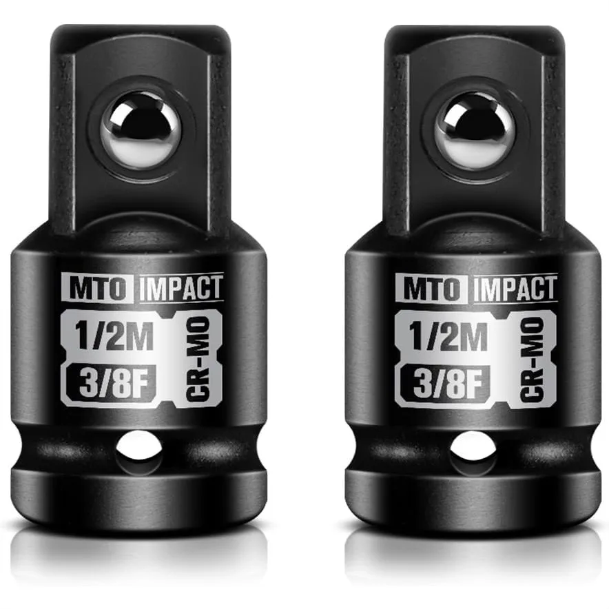 2-Piece 3/8" Female To 1/2" Male Impact Socket Adapter Set For Impact Wrench Conversion Chrome Molybdenum Alloy Steel
2-Piece 3/8" Female To 1/2" Male Impact Socket Adapter Set For Impact Wrench Conversion Chrome Molybdenum Alloy Steel