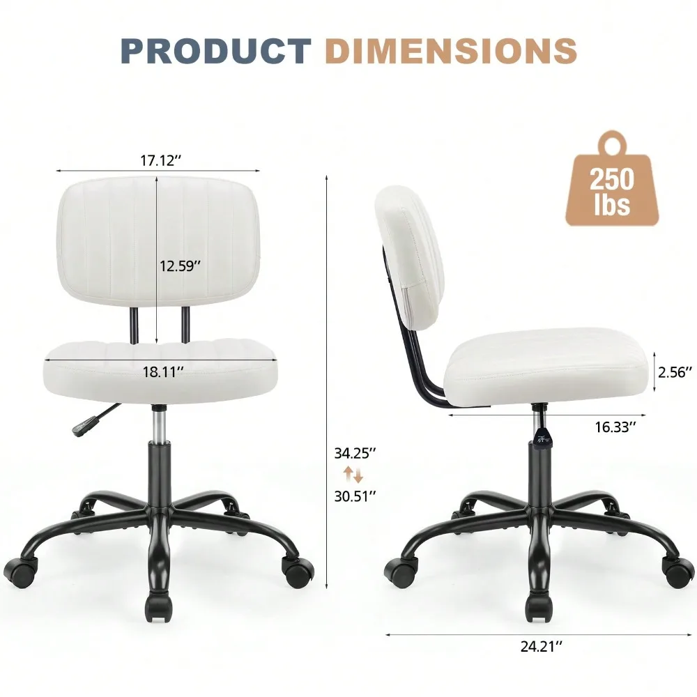 Armless Home Office Chair Ergonomic Desk With Comfy Low Back Lumbar Support, Height Adjustable PU Leather Computer T
Armless Home Office Chair Ergonomic Desk With Comfy Low Back Lumbar Support, Height Adjustable PU Leather Computer T