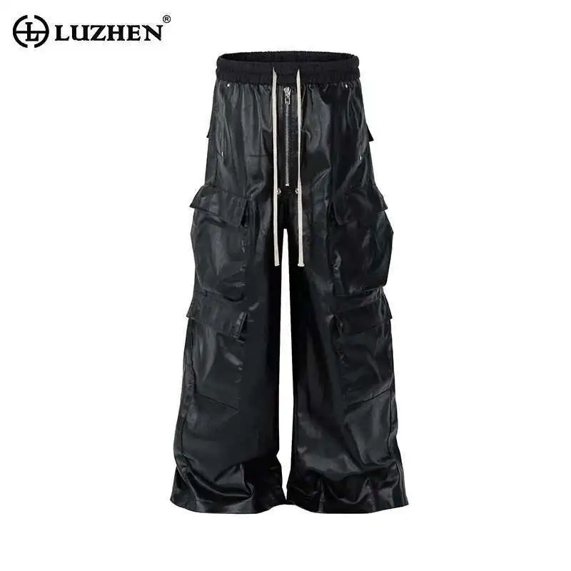 LUZHEN Elastic Waist Drawstring Design Multi-pocket Cargo Faux Leather Pants Street Men's Trendy Punk Wide Leg Trousers LZ8286
LUZHEN Elastic Waist Drawstring Design Multi-pocket Cargo Faux Leather Pants Street Men's Trendy Punk Wide Leg Trousers LZ8286