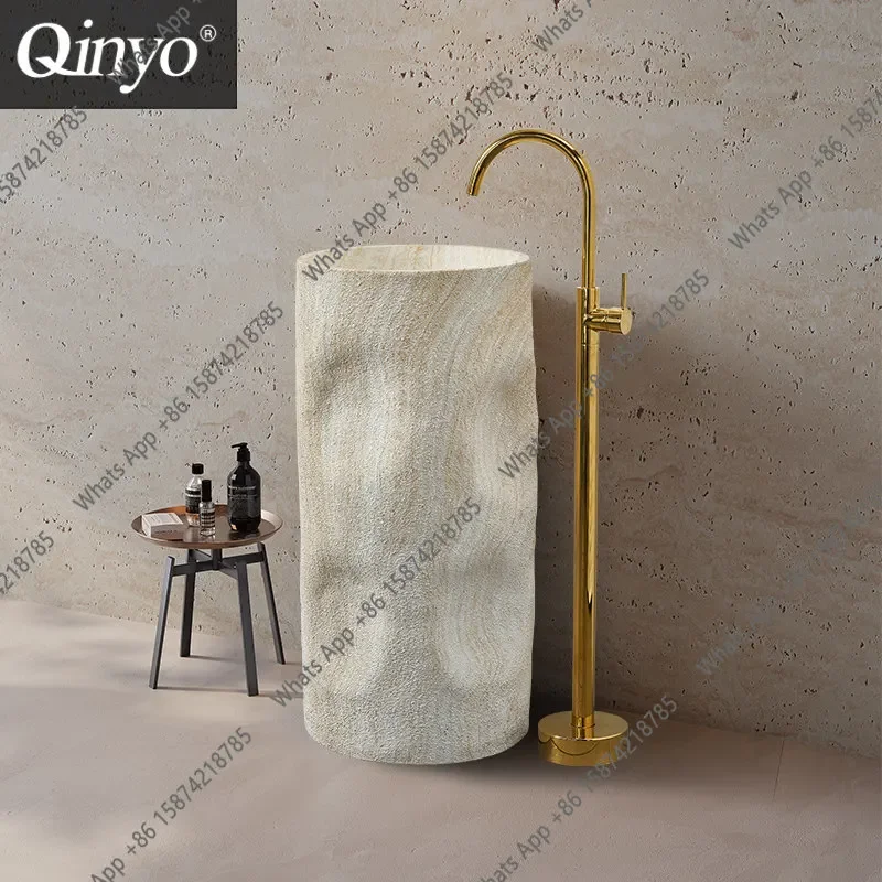 X25 Wabi Sand Wind Travertine Column Basin: Интегрированная напольная раковина-колонна из травертина для балкона и улицы, вертикальный умывальник в стиле арт-деко
X25 Wabi Sand Wind Travertine Column Basin: Интегрированная напольная раковина-колонна из травертина для балкона и улицы, вертикальный умывальник в стиле арт-деко