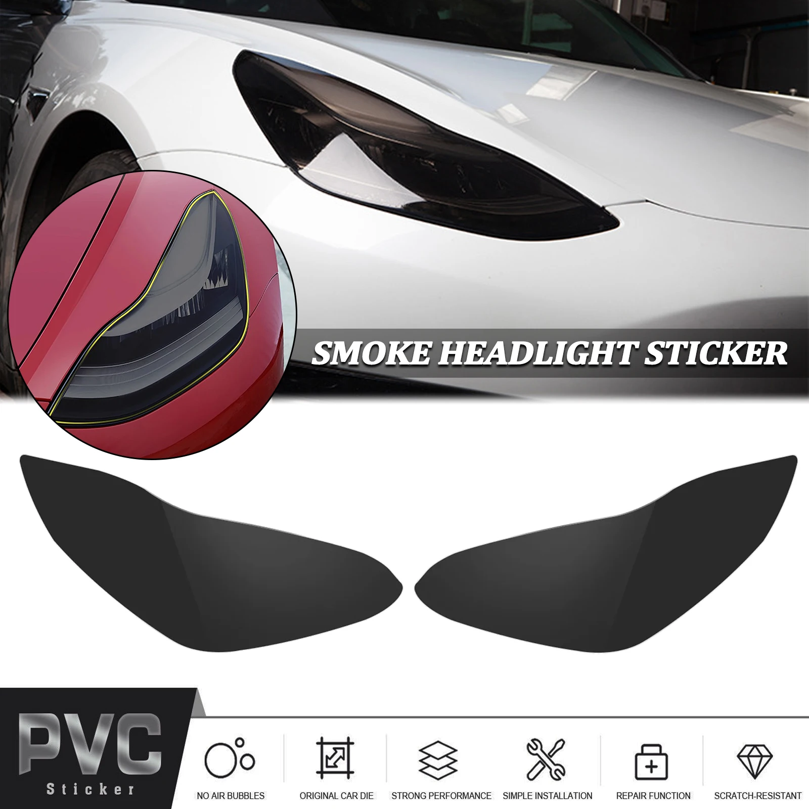 1Pair For Tesla Model 3 2017-2022 2018 2019 2020 2021 Pre-cut Front Headlight Lamp Film Smoke Tint Front Lamp Protective Cover
1Pair For Tesla Model 3 2017-2022 2018 2019 2020 2021 Pre-cut Front Headlight Lamp Film Smoke Tint Front Lamp Protective Cover