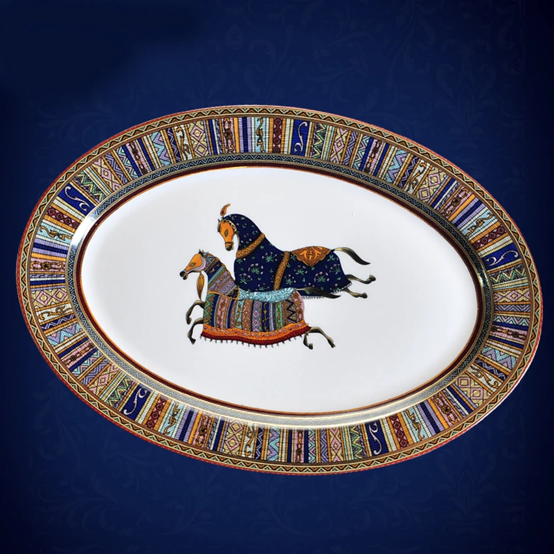 Jungle Horse 12 Inch Oval Serving Plate Dinner Fish Tray Quality Ceramic Dinnerware Noble Horse on The Run Pasta Plate
Jungle Horse 12 Inch Oval Serving Plate Dinner Fish Tray Quality Ceramic Dinnerware Noble Horse on The Run Pasta Plate