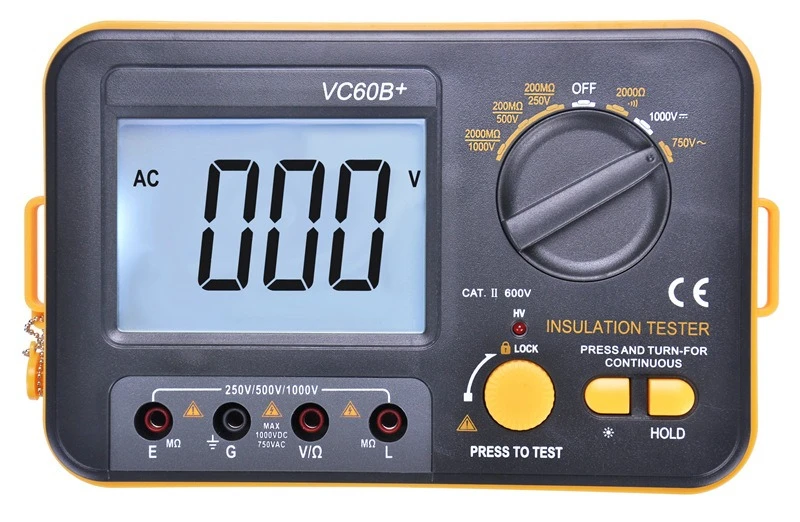 VC60B+ Insulation Resistance Tester 250V 500V 1000V Digital Megaohm Meter