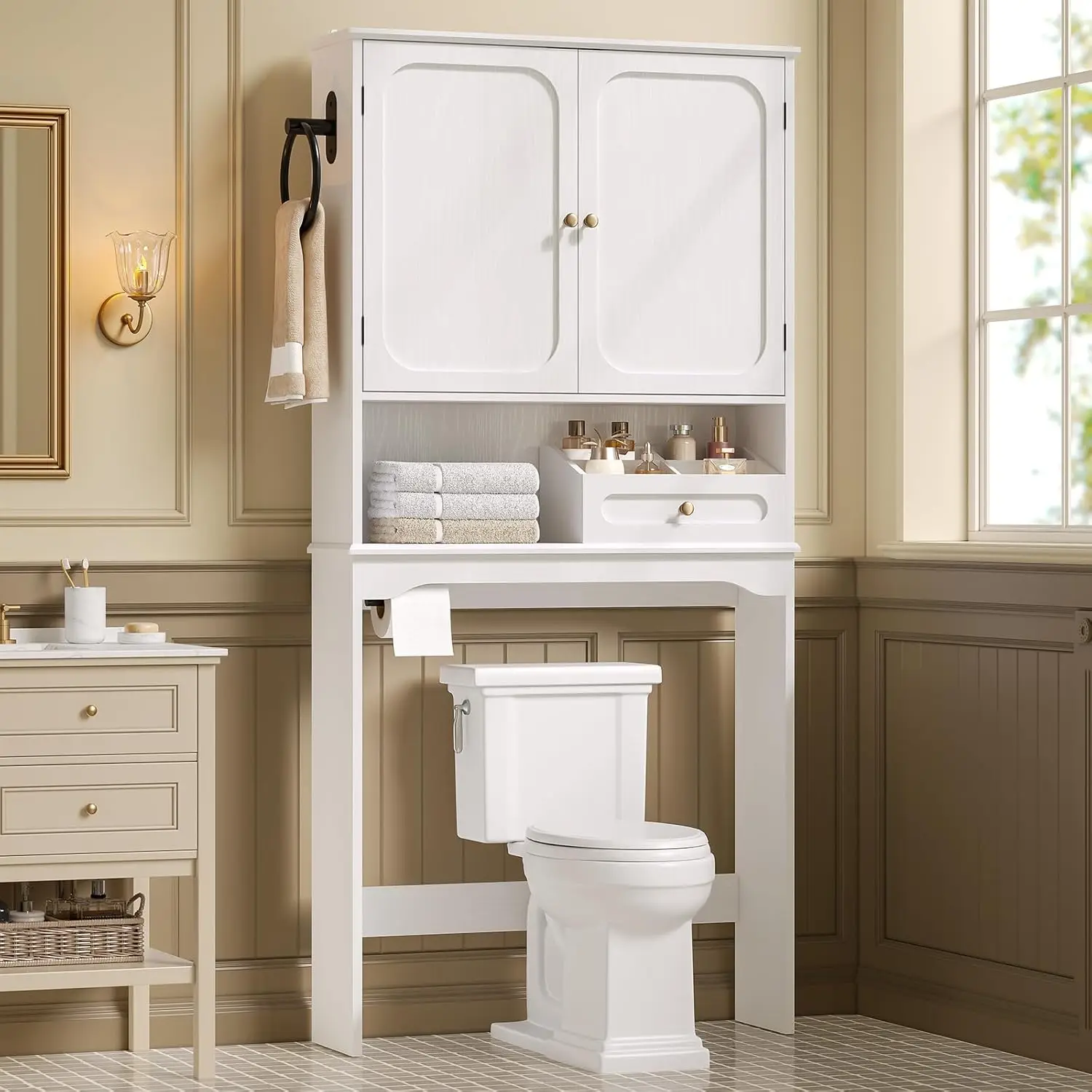 Over The Toilet Storage Cabinet with Adjustable Shelves & 2 Doors, Bathroom Storage Cabinet with One 4-Section, Customized
Over The Toilet Storage Cabinet with Adjustable Shelves & 2 Doors, Bathroom Storage Cabinet with One 4-Section, Customized