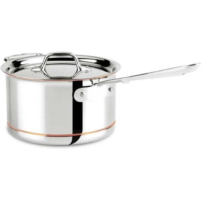 Copper Core 5-Ply Stainless Steel Sauce Pan 4 Quart Induction Oven Broiler Safe 600F Pots and Pans, Cookware Silver
Copper Core 5-Ply Stainless Steel Sauce Pan 4 Quart Induction Oven Broiler Safe 600F Pots and Pans, Cookware Silver
