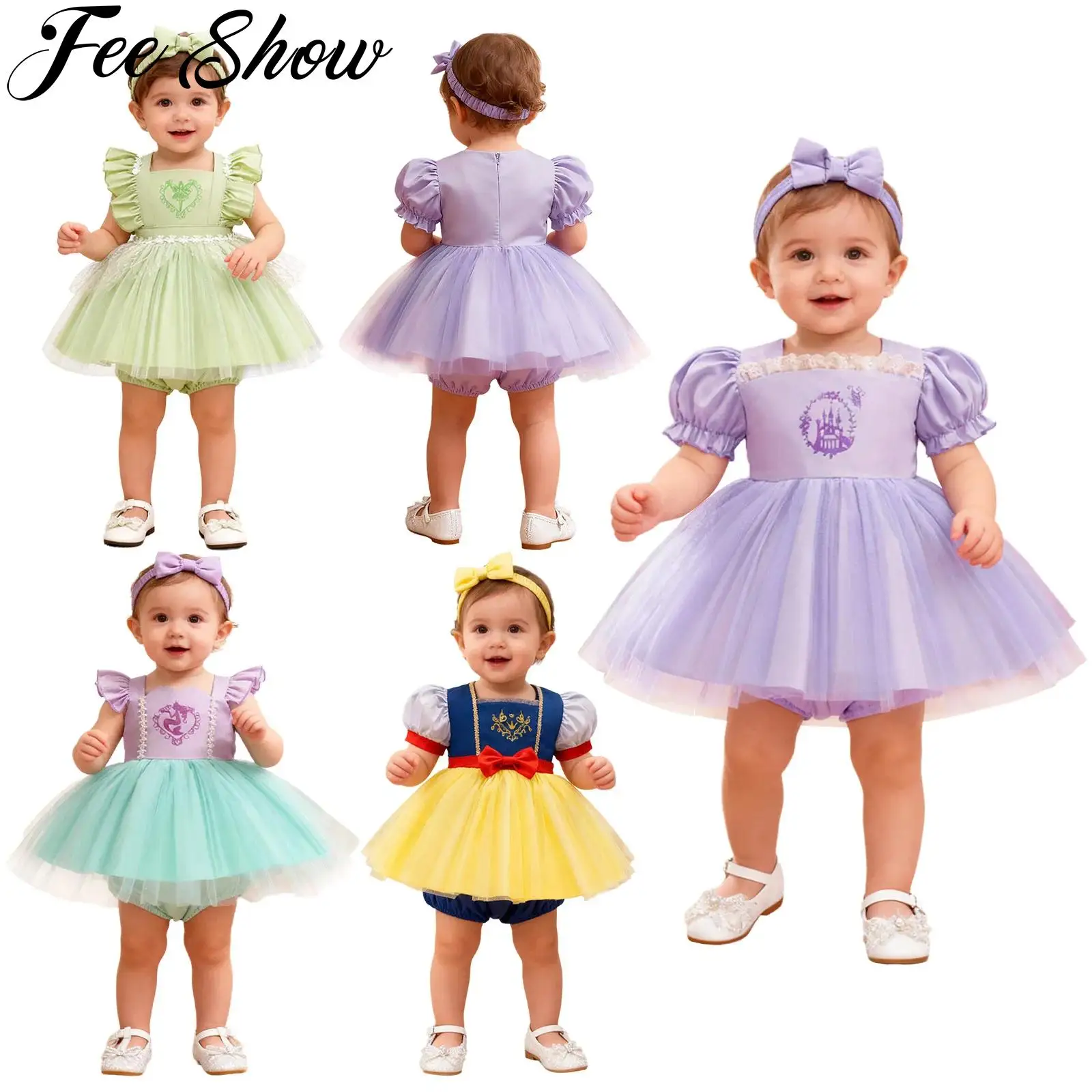 Baby Girls Birthday Party Princess Dress Ruffle/Puff Sleeves Tulle Dress with Shorts Headband Kids Photography Cosplay Costume
Baby Girls Birthday Party Princess Dress Ruffle/Puff Sleeves Tulle Dress with Shorts Headband Kids Photography Cosplay Costume