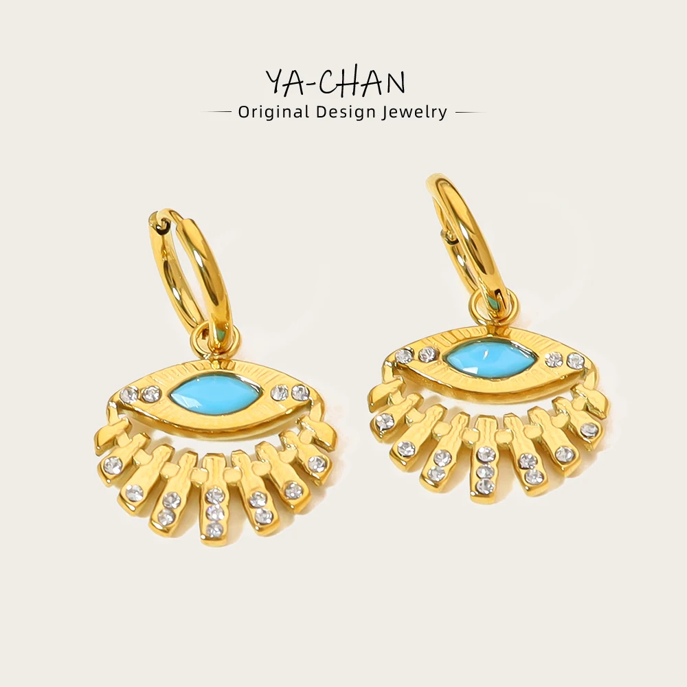 YACHAN Exquisite Blue Eyes Stainless Steel Hoop Earrings for Women Luxury Crystal Huggie Earring 18K Gold Plated Jewelry
YACHAN Exquisite Blue Eyes Stainless Steel Hoop Earrings for Women Luxury Crystal Huggie Earring 18K Gold Plated Jewelry
