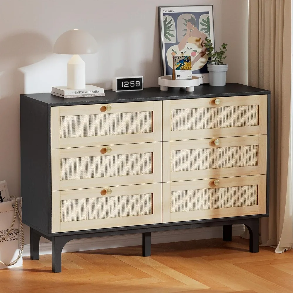 Rattan Dresser, Boho Dresser, 47" Long Dresser, Black Rattan Dresser 6 Drawer Dressers, Rattan Dressers for for Bedroom, Bl
Rattan Dresser, Boho Dresser, 47" Long Dresser, Black Rattan Dresser 6 Drawer Dressers, Rattan Dressers for for Bedroom, Bl