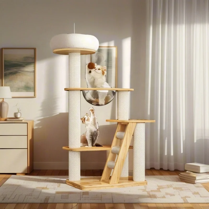 Factory Wholesale Luxury Modern Eco-Friendly Wood Cat Climbing Frame with Double Space Capsule Cat Tree for Indoor Cats
Factory Wholesale Luxury Modern Eco-Friendly Wood Cat Climbing Frame with Double Space Capsule Cat Tree for Indoor Cats