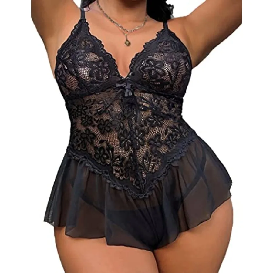 Avidlove Plus Size Lingerie for Women Lace Bodysuit One Pcs Teddy Babydoll Mesh Chemise V Neck Sleepwear L-5XL
Avidlove Plus Size Lingerie for Women Lace Bodysuit One Pcs Teddy Babydoll Mesh Chemise V Neck Sleepwear L-5XL