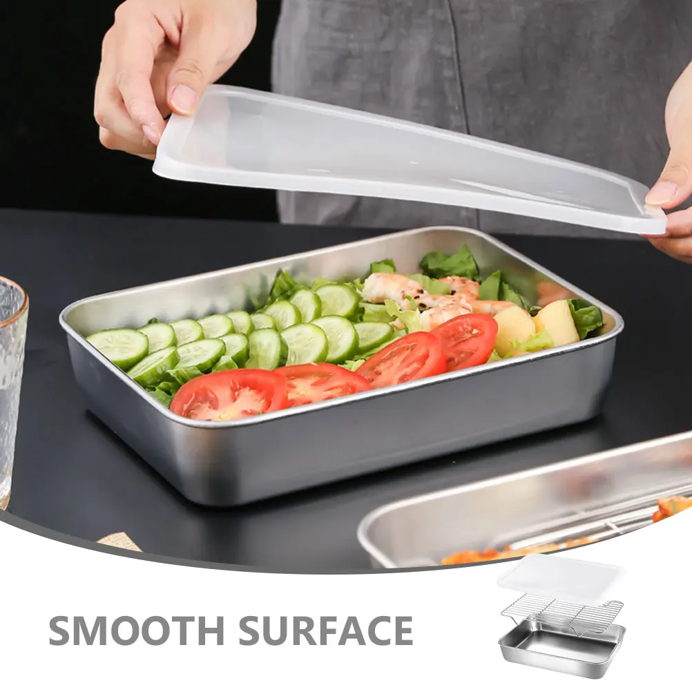 Multifunctional Stainless Steel Baking Tray with Rack Roasting Pan for Kitchen Supply Food Storage Vegetable Draining Plate
Multifunctional Stainless Steel Baking Tray with Rack Roasting Pan for Kitchen Supply Food Storage Vegetable Draining Plate