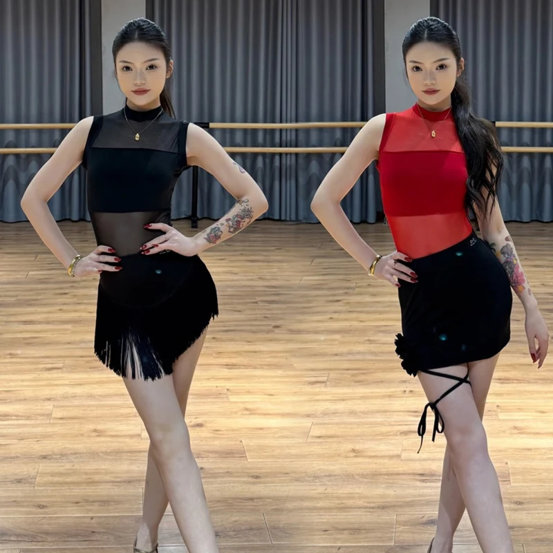 Female Latin Dance Practice Suits Women Latin Dance Clothing Mesh Top Fringed Skirt Adults Rumba Ballroom Dance Wear SL14353
Female Latin Dance Practice Suits Women Latin Dance Clothing Mesh Top Fringed Skirt Adults Rumba Ballroom Dance Wear SL14353