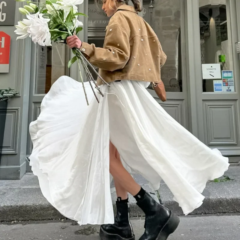 Women Elegant White Satin A-line Skirt Temperament Commuting Female Clothes 2024 New Fashion Women's Loose Waterfall Long Skirts
Women Elegant White Satin A-line Skirt Temperament Commuting Female Clothes 2024 New Fashion Women's Loose Waterfall Long Skirts