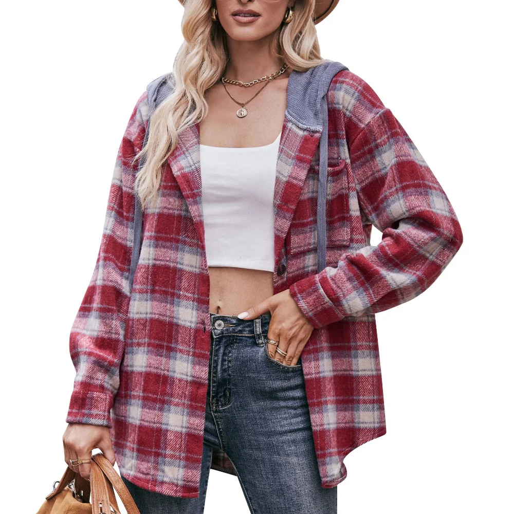 2023 New Autumn Winter Flannel Plaid Shirts Coats Women Long Sleeve Loose Hooded Thick Shirt Street Style Woman Casual Blouses
2023 New Autumn Winter Flannel Plaid Shirts Coats Women Long Sleeve Loose Hooded Thick Shirt Street Style Woman Casual Blouses