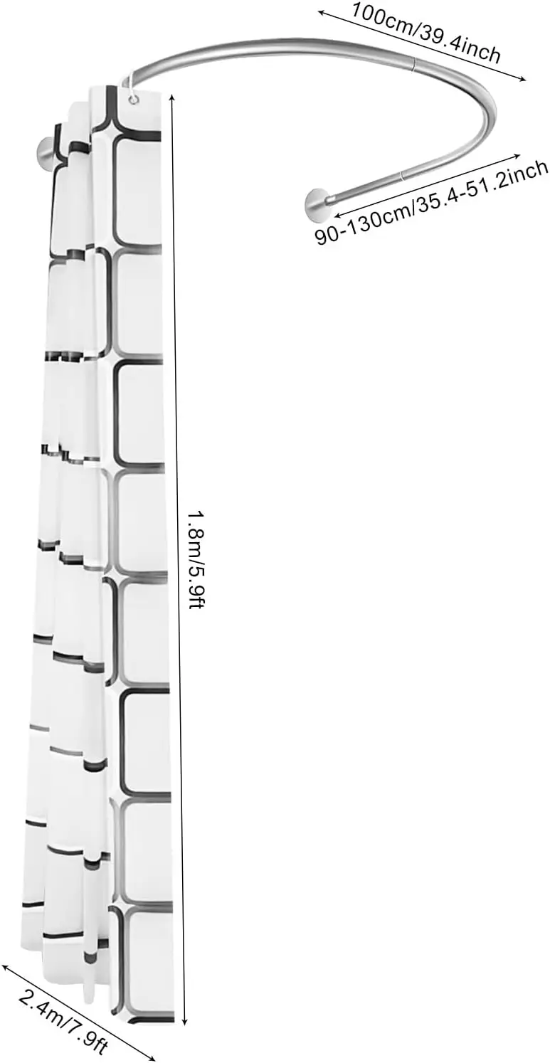 Extendable Corner Shower Curtain Rod, U Bend Stainless Steel Bathroom Support Bar, 0.9-1.3m Adjustable Toilet Curtain Rail
Extendable Corner Shower Curtain Rod, U Bend Stainless Steel Bathroom Support Bar, 0.9-1.3m Adjustable Toilet Curtain Rail