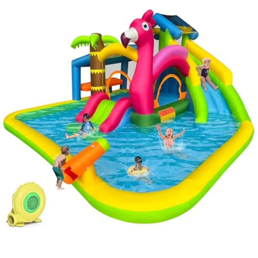 Inflatable Water Slide for outdoor use, PVC material, pink and white color, 9-in-1 multifunctional with climbing wall, splash p
Inflatable Water Slide for outdoor use, PVC material, pink and white color, 9-in-1 multifunctional with climbing wall, splash p