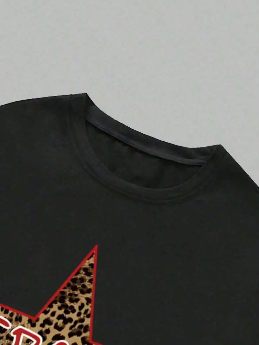 Mens Leopard Star Graphic Round Neck Casual Summer Black T-Shirt
Mens Leopard Star Graphic Round Neck Casual Summer Black T-Shirt