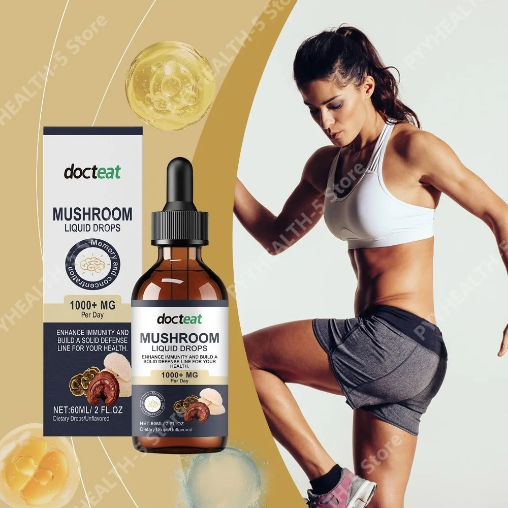 1000+mg Mushroom Liquid Drops 60ml with Lion's Mane Reishi Turkey Tail, Unflavored Herbal Blend for Daily Nutrition Support
1000+mg Mushroom Liquid Drops 60ml with Lion's Mane Reishi Turkey Tail, Unflavored Herbal Blend for Daily Nutrition Support