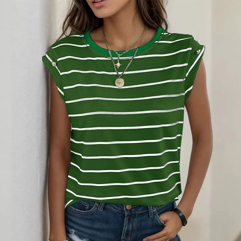 Women's Summer Round Neck Pullover Sleeveless T-shirt Female Fashion Comfortable Casual Color Contrast Striped Print Top Vest
Women's Summer Round Neck Pullover Sleeveless T-shirt Female Fashion Comfortable Casual Color Contrast Striped Print Top Vest