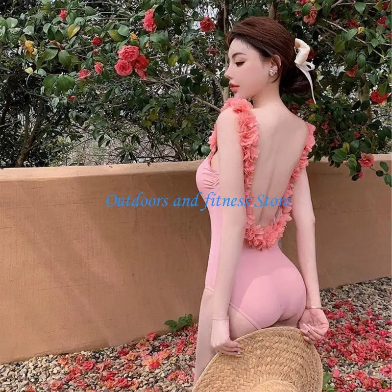 H053 Women Backless Swimsuit with Flower Shoulder Strap Swimswear Stretchy Monokini
H053 Women Backless Swimsuit with Flower Shoulder Strap Swimswear Stretchy Monokini