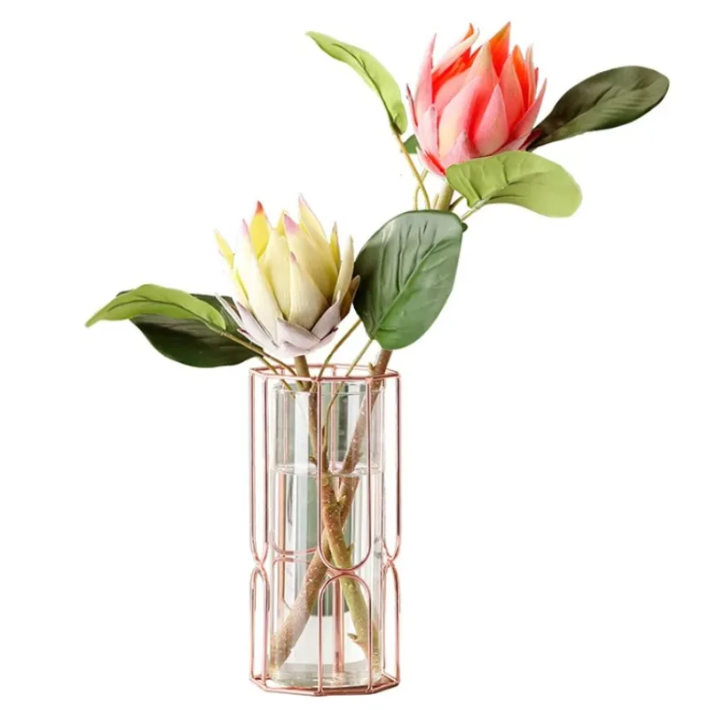 Elegant European design modern vase glass vase with metal stand for table decoration
Elegant European design modern vase glass vase with metal stand for table decoration