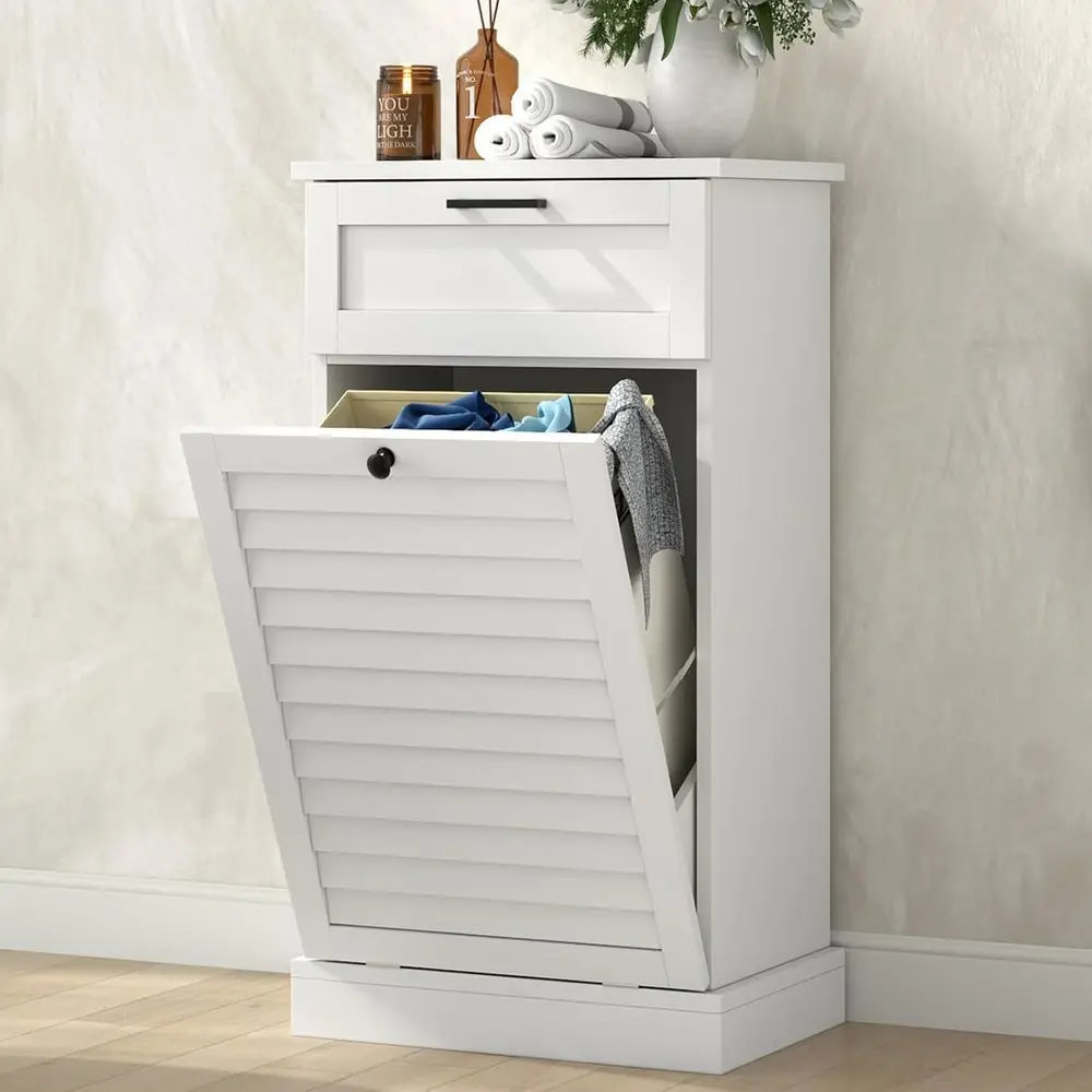 Upgraded Laundry Hamper Cabinet with Trash Bin, Hidden Garbage Can for Bathroom & Kitchen (White, Single)
Upgraded Laundry Hamper Cabinet with Trash Bin, Hidden Garbage Can for Bathroom & Kitchen (White, Single)