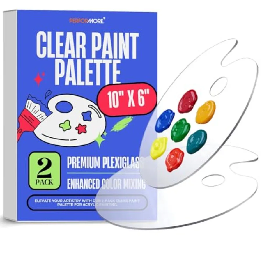 2-Pack Professional Clear Mixing Palette Lightweight Oval Plexiglass Paint Tray Ergonomic Non-Stick Surface for Acrylic and Oil
2-Pack Professional Clear Mixing Palette Lightweight Oval Plexiglass Paint Tray Ergonomic Non-Stick Surface for Acrylic and Oil