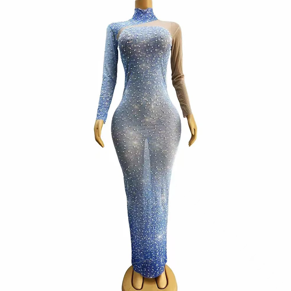Women Sexy Stage Pearls Sky Blue Transparent Long Sleeves Celebrate Dress Birthday Outfit Prom Party Photoshoot Dress
Women Sexy Stage Pearls Sky Blue Transparent Long Sleeves Celebrate Dress Birthday Outfit Prom Party Photoshoot Dress