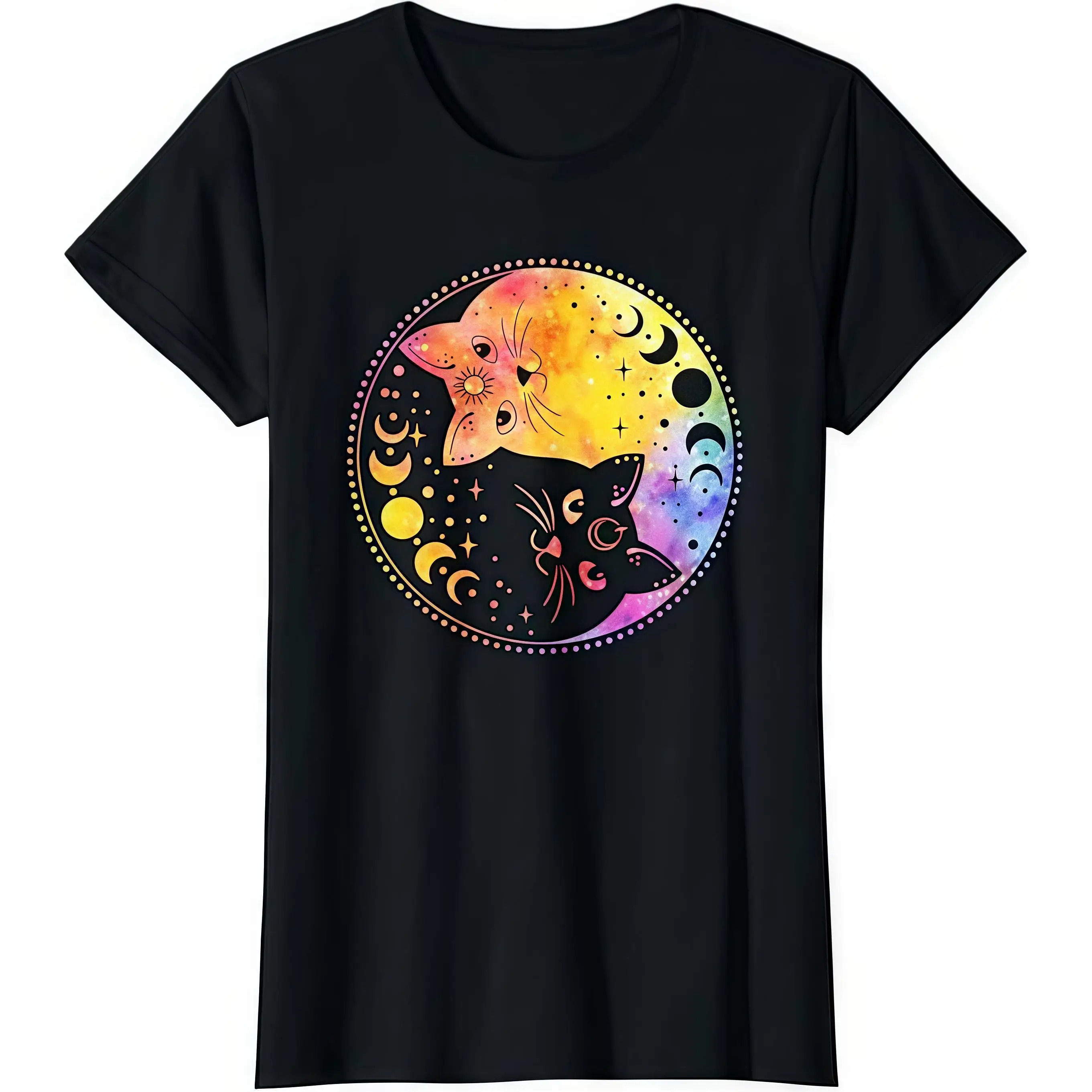 Women's Yin Yang Cat T-Shirt Balance Spiritual Graphic Tee Celestial Harmony Zen Meditate Cat Lover Gift Top 
Women's Yin Yang Cat T-Shirt Balance Spiritual Graphic Tee Celestial Harmony Zen Meditate Cat Lover Gift Top