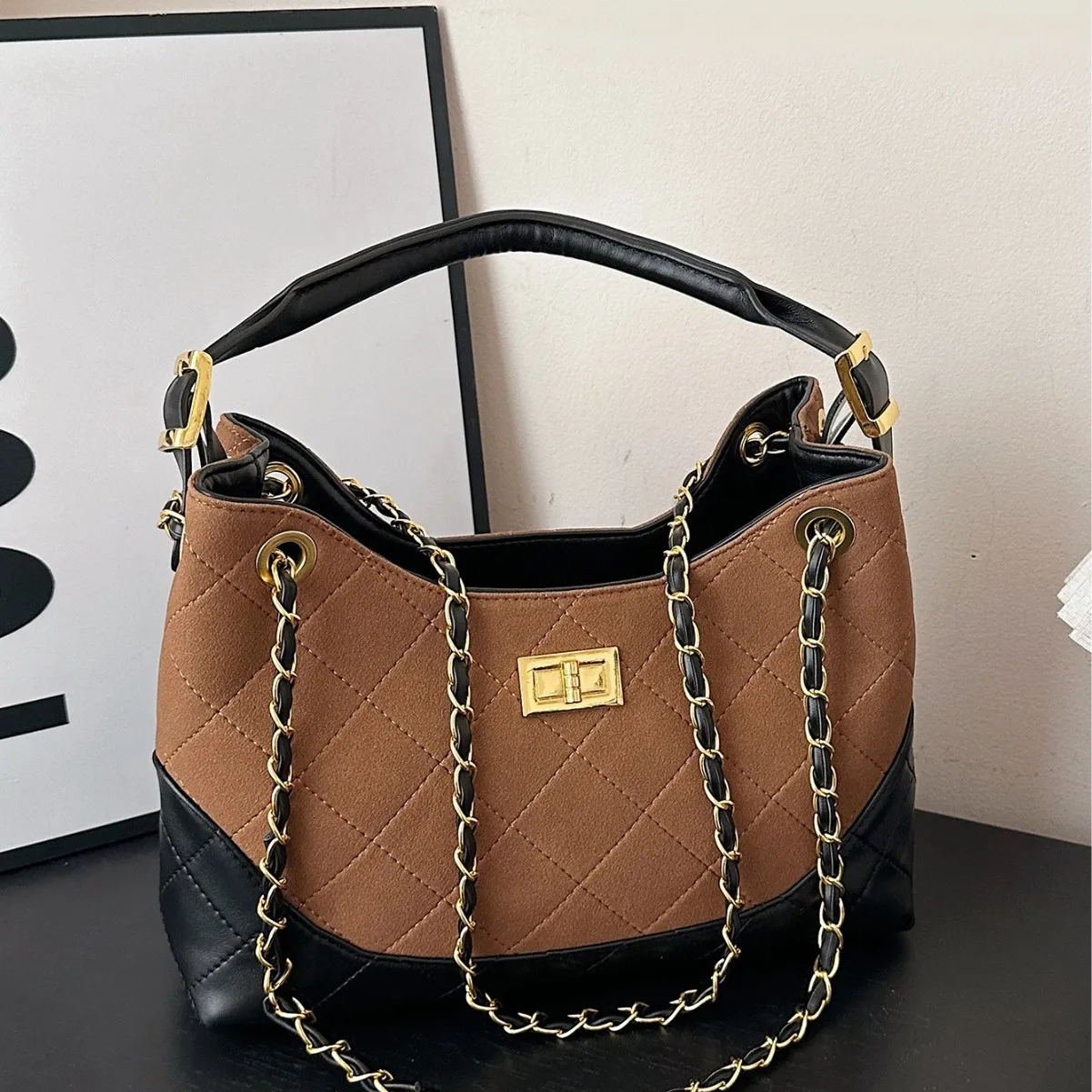 Винтажная матовая сумка подмышки с ремешком-цепочкой, кошелек на плечо для женщин, текстурированная сумка через плечо, шикарная сумка «день-ночь», роскошная сумка на ремне 