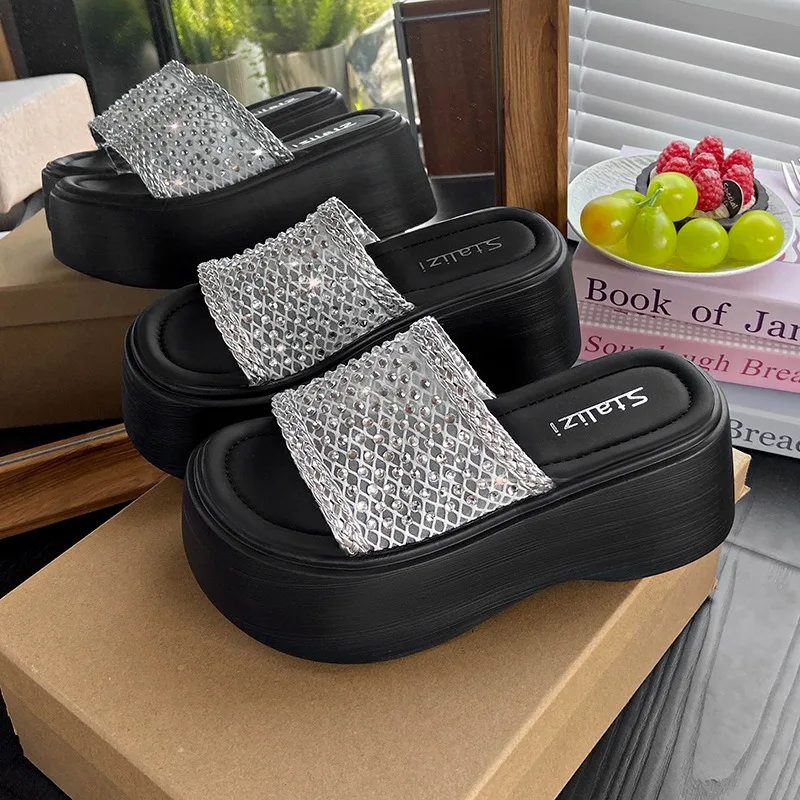 8CM Women Shoes Luxury Air Mesh Rhinestone Platform Slippers for Woman Comfort Vacation Casual Shoe Designer Shoes Zapatos Mujer
8CM Women Shoes Luxury Air Mesh Rhinestone Platform Slippers for Woman Comfort Vacation Casual Shoe Designer Shoes Zapatos Mujer