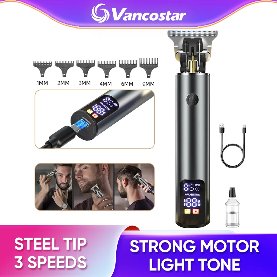 Профессиональная машинка для стрижки волос, перезаряжаемая, 3-скоростная, с ЖК-дисплеем, металлическая электрическая машинка для стрижки бороды для мужчин, парикмахерская, триммер для стрижки волос
Профессиональная машинка для стрижки волос, перезаряжаемая, 3-скоростная, с ЖК-дисплеем, металлическая электрическая машинка для стрижки бороды для мужчин, парикмахерская, триммер для стрижки волос