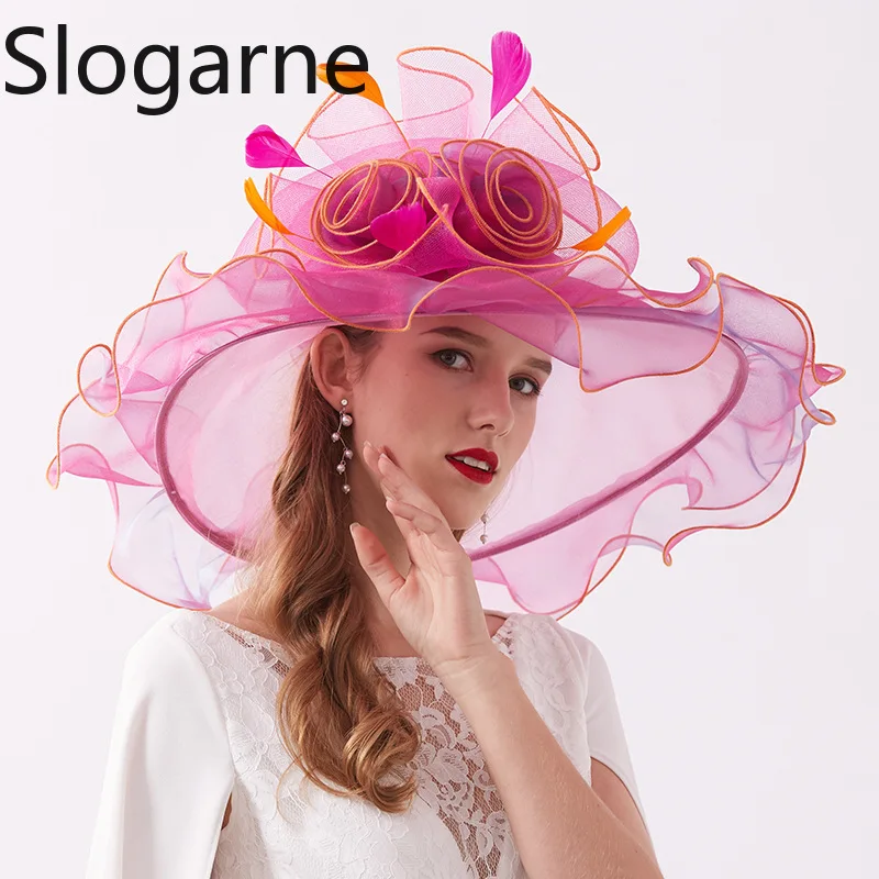 New Big Flower Sunscreen Hat Women Organza Big Wide Brim Sun Hats Ladies Wedding Party Kentucky Church Fedoras Hats Glacier Caps
New Big Flower Sunscreen Hat Women Organza Big Wide Brim Sun Hats Ladies Wedding Party Kentucky Church Fedoras Hats Glacier Caps
