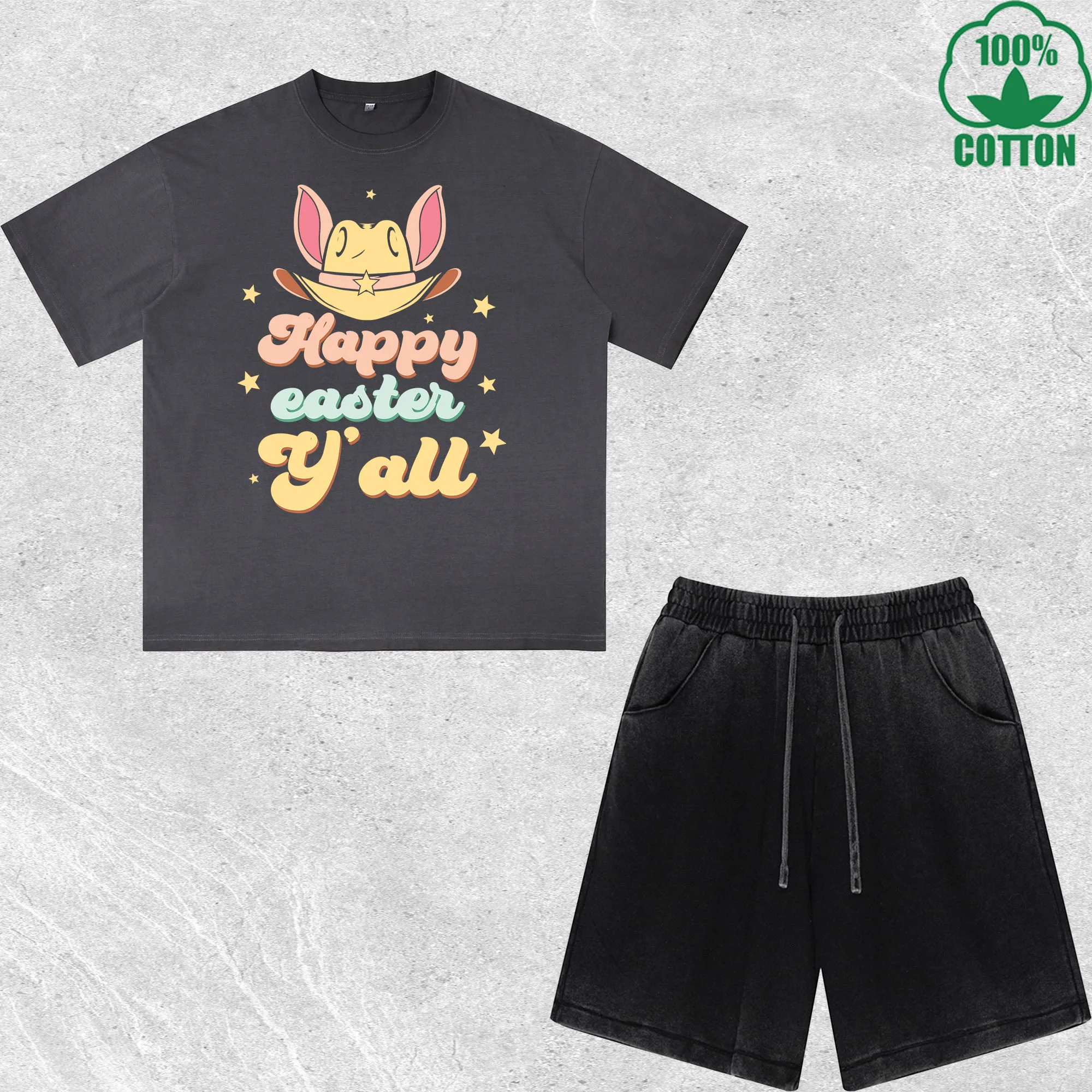 Western Easter Printed Dirty Wash T-Shirt Shorts Set Multicolor Combo Loose Trendy Fashionable 100%Cotton Short Value Pack
Western Easter Printed Dirty Wash T-Shirt Shorts Set Multicolor Combo Loose Trendy Fashionable 100%Cotton Short Value Pack