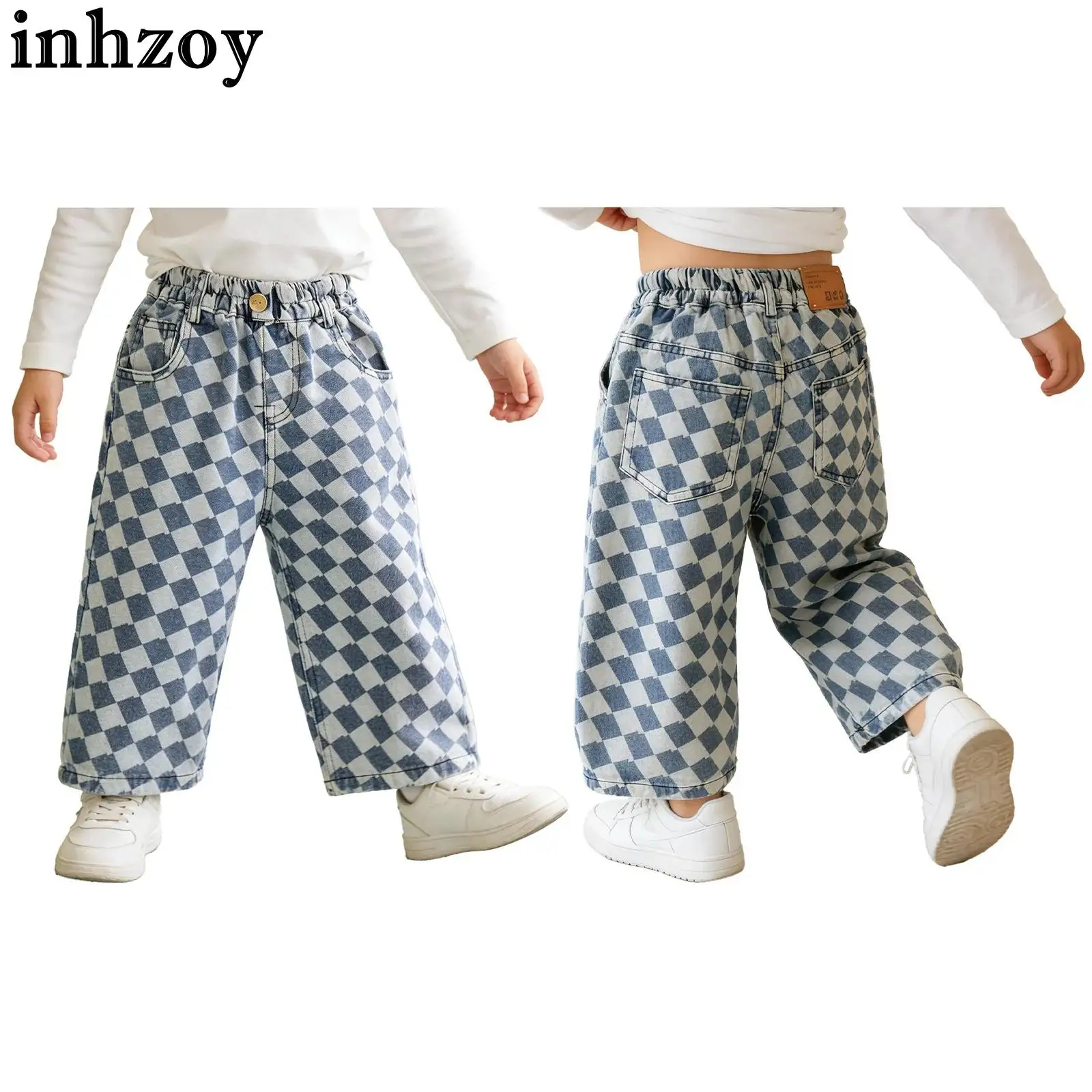 Kids Boys Girls Spring Autumn Korean Style Loose Jeans Elastic Waist Wide Leg Fashion Casual Plaid Denim Pants for Daily Wear
Kids Boys Girls Spring Autumn Korean Style Loose Jeans Elastic Waist Wide Leg Fashion Casual Plaid Denim Pants for Daily Wear