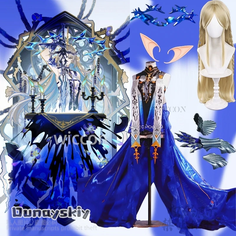 Wuthering Waves Cosplay Fleurdelys Big Cartethyia High Quality Blue Silk Elegant Trailing Long Dress Wigs Anime Game Customized
Wuthering Waves Cosplay Fleurdelys Big Cartethyia High Quality Blue Silk Elegant Trailing Long Dress Wigs Anime Game Customized