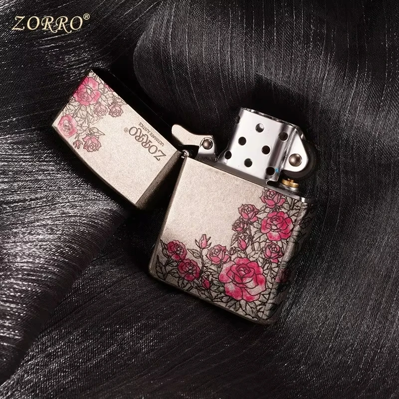 ZORRO Antique Silver Rose Engraved Lighter, Genuine Copper Core - Creative Smoking Accessory & Cool Gift for Men
ZORRO Antique Silver Rose Engraved Lighter, Genuine Copper Core - Creative Smoking Accessory & Cool Gift for Men