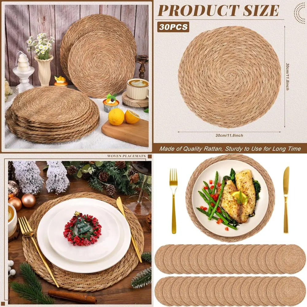 12 Inch Natural Round Woven Placemats for Boho, Rustic, and Outdoor Dining | Perfect for Home, Wedding, and Party Decor
12 Inch Natural Round Woven Placemats for Boho, Rustic, and Outdoor Dining | Perfect for Home, Wedding, and Party Decor