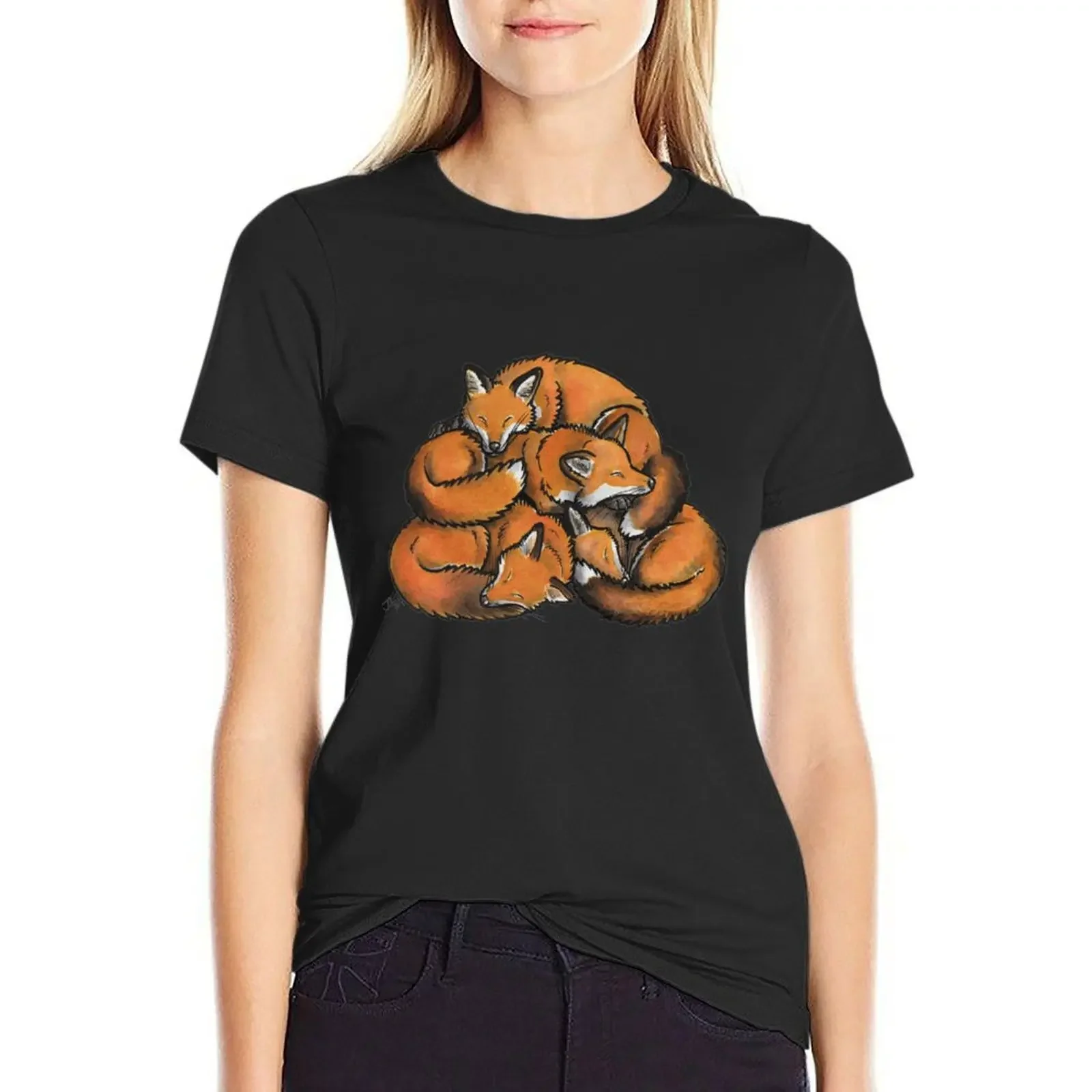 Sleeping Pile of Red Foxes T-Shirt korean fashion funnys Short sleeve tee clothes for woman
Sleeping Pile of Red Foxes T-Shirt korean fashion funnys Short sleeve tee clothes for woman