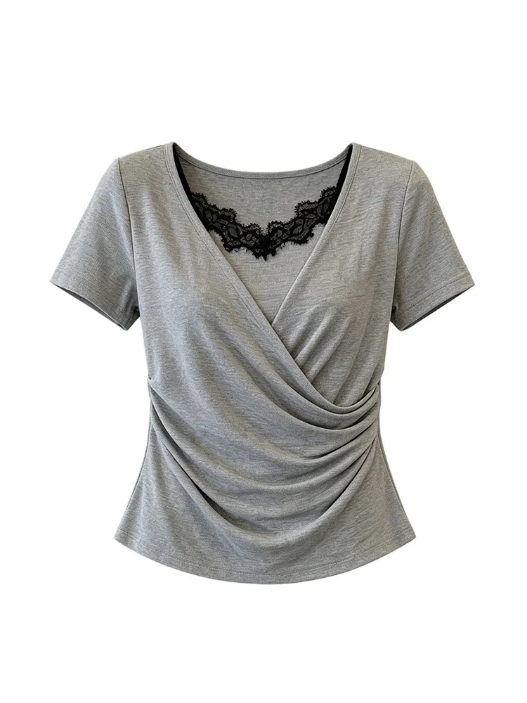 Summer New Style Lace Splicing Short Sleeve T-Shirt Women's Loose Fit plus Size Casual Top Fashionable Youthful Design
Summer New Style Lace Splicing Short Sleeve T-Shirt Women's Loose Fit plus Size Casual Top Fashionable Youthful Design