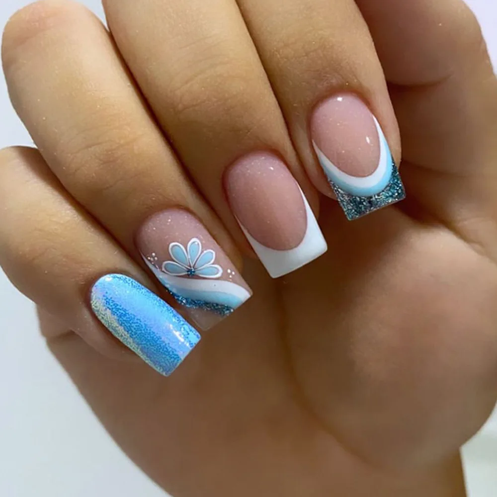 2026 New Minimalist White-edged Glittery Light Blue Floral European and American Hot Girl Nail Art
2026 New Minimalist White-edged Glittery Light Blue Floral European and American Hot Girl Nail Art