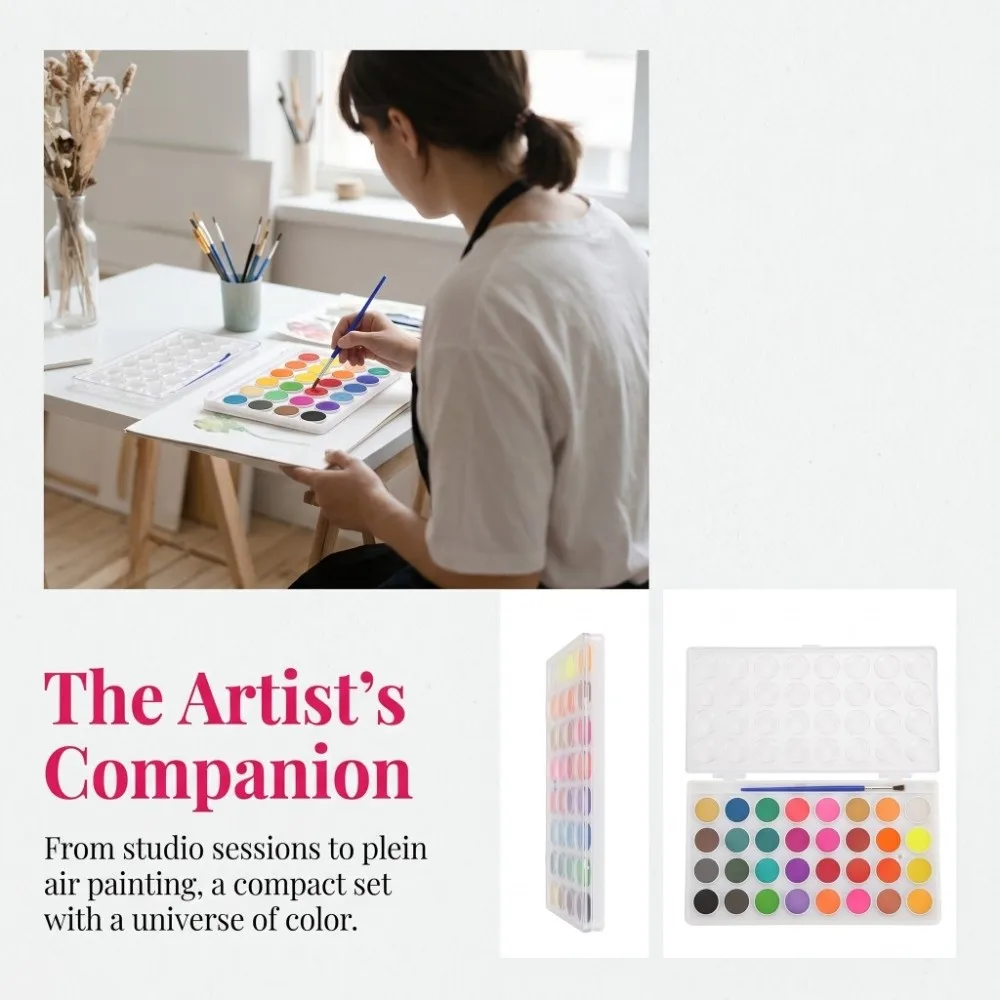 36PCS Solid pan pigment Solid Watercolor Set Easy water activation Rich color saturation Beginner Watercolor Pans
36PCS Solid pan pigment Solid Watercolor Set Easy water activation Rich color saturation Beginner Watercolor Pans