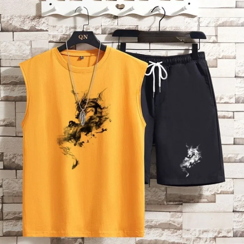 Chinese Style Ink Wash Dragon Men Casual Sleeveless Tank Top Loose Fit Sports Shorts Set Youth Fashion Streetwear
Chinese Style Ink Wash Dragon Men Casual Sleeveless Tank Top Loose Fit Sports Shorts Set Youth Fashion Streetwear